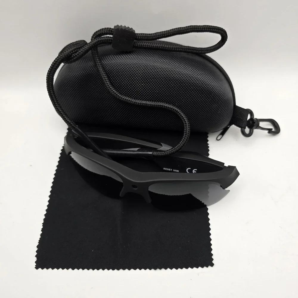 1080P HD Camera Sunglasses Hidden Spy Video Recording Glasses w/ Case & Lanyard